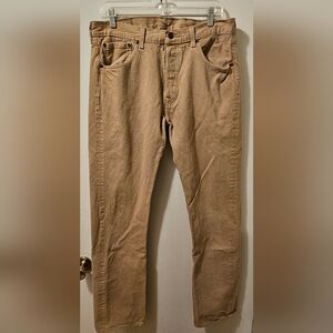 Levis 501 Straight Leg Button Fly Cotton Tan Jeans Men's Size 34x34